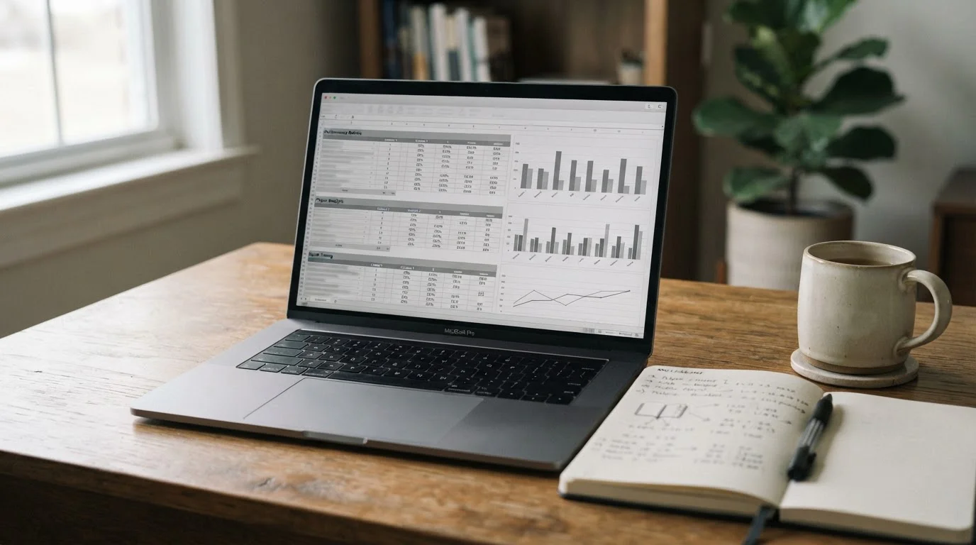 Sportstatistiken und Wettquoten auf einem Laptop-Bildschirm im gedämpften Tageslicht