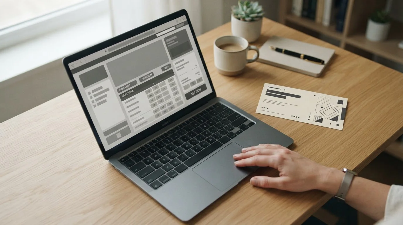 Neosurf-Prepaidkarte liegt auf einem Schreibtisch neben einem Laptop mit neutraler Wettplattform
