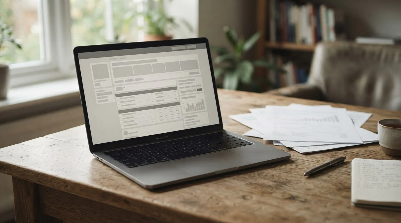 Laptop mit geöffneter Wettseite und Dokumenten zur rechtlichen Lage von Wettanbietern ohne deutsche Lizenz
