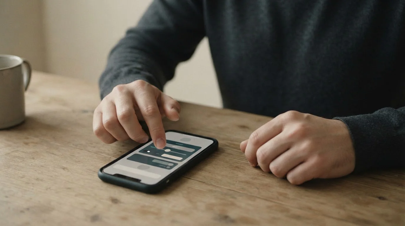 Person setzt Einzahlungslimit in einer neutralen App-Oberfl&auml;che f&uuml;r verantwortungsvolles Spielen