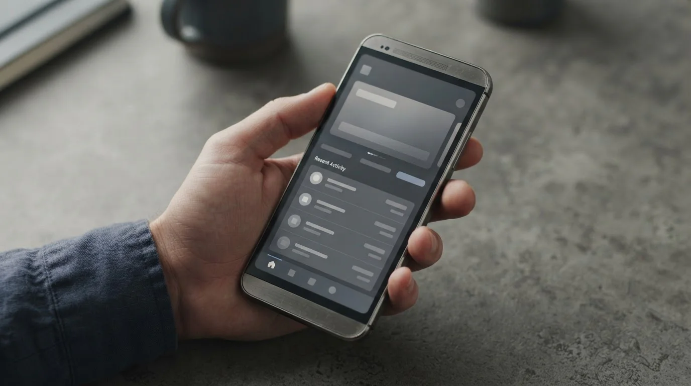 Smartphone mit abstrakter Krypto-Wallet-Oberfl&auml;che und Geb&uuml;hren&uuml;bersicht