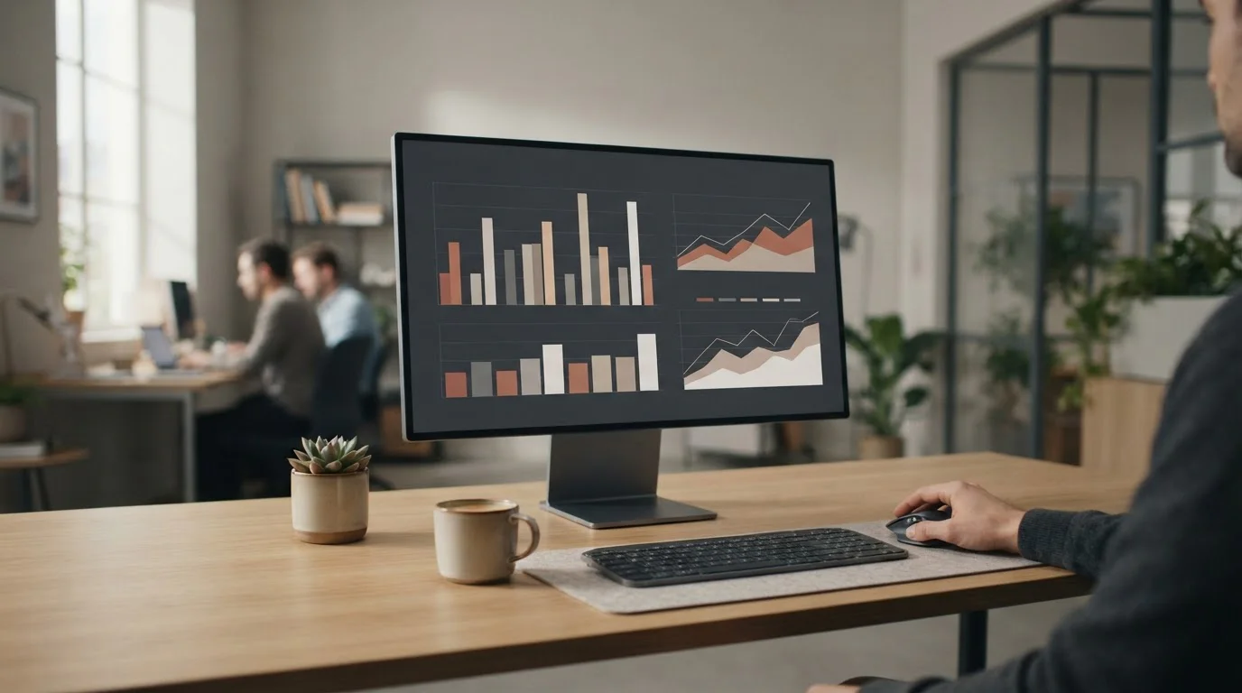 Diagramm mit Balken und Linien auf Monitor zeigt Vergleich von Wettquoten und Margen