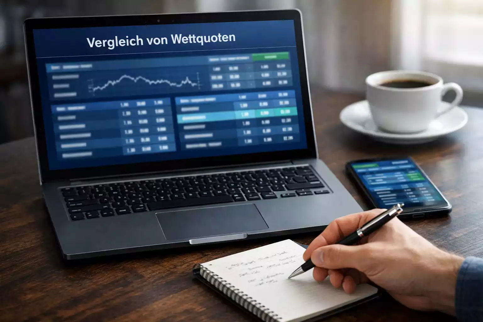 Quotenvergleich auf Laptop und Smartphone Bildschirmen
