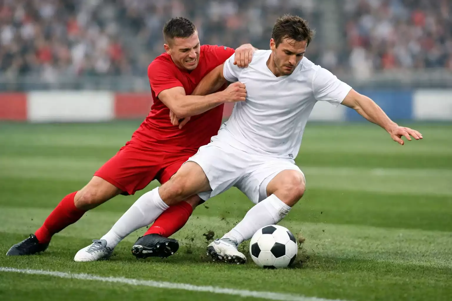 Fußballspieler bei einer Bundesliga-Partie auf dem Rasen