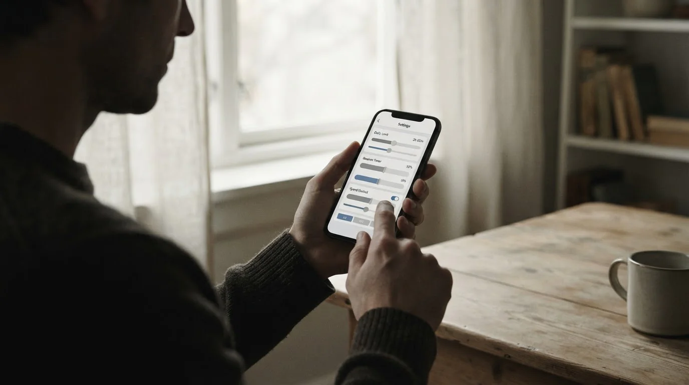 Person setzt Limits in einer Wett-App am Smartphone