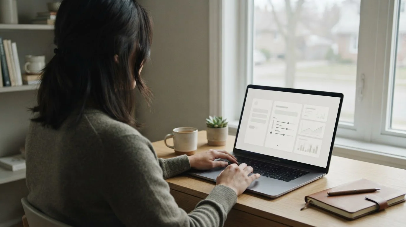 Person setzt am Laptop ein Einzahlungslimit &mdash; Symbol f&uuml;r verantwortungsvolles Spielen