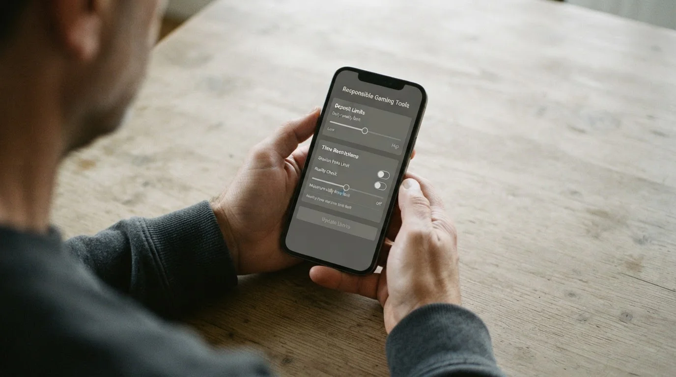 Person setzt ein Einzahlungslimit in den Einstellungen einer Wett-App